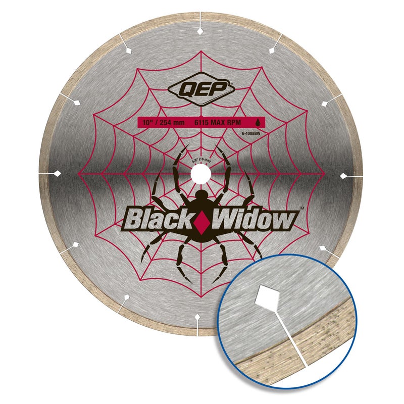 QEP 10" Black Widow Premium-Grade, Thin Rim Diamond Blade for Wet Cutting of Porcelain, Ceramic, Granite and Marble Tile - Image 3